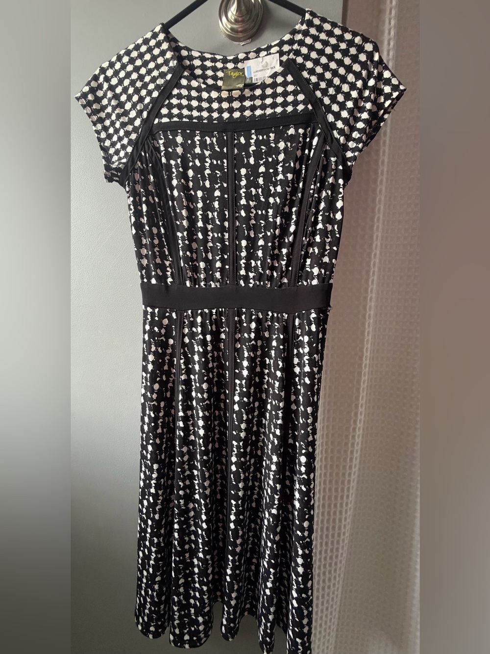 Taylor Black and White Printed Midi Dress